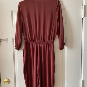 Long sleeve Silky burgundy jumpsuit